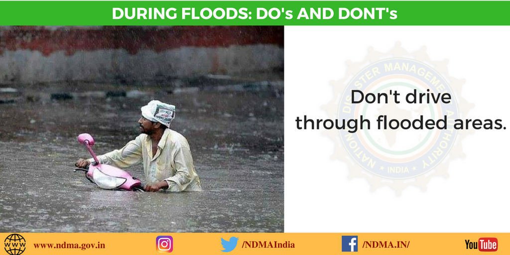 During flood - don’t drive through flooded areas 